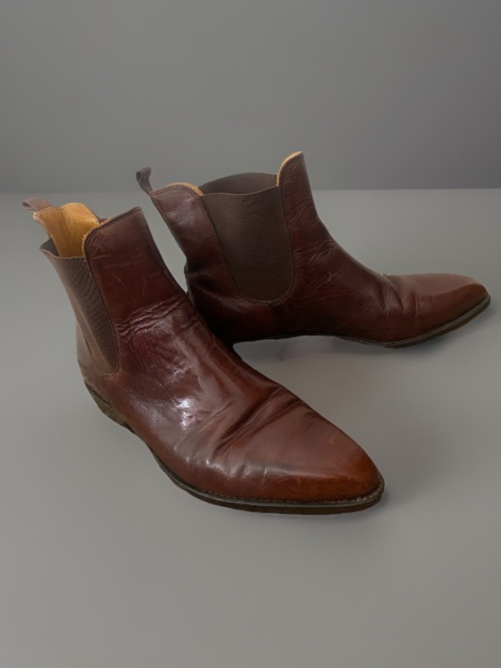 Women’s 8.5B Brown Leather Cole Haan Pointed Toe Chelsea Boot Genuine Welt